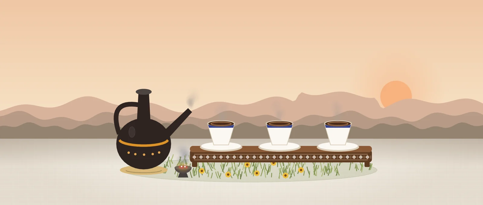 The coffee ceremony at sunset