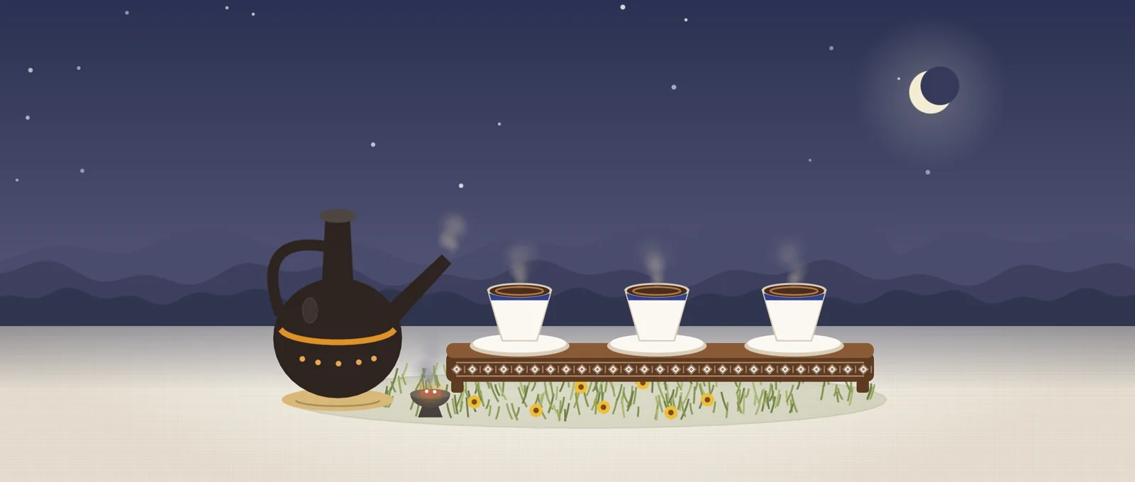 The coffee ceremony under the moon and stars