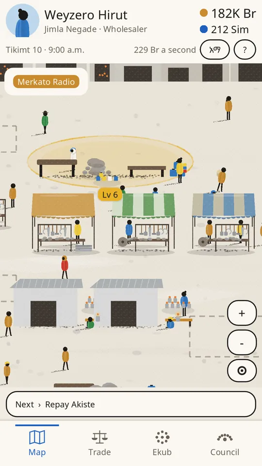 Stalls on the map with their levels showing